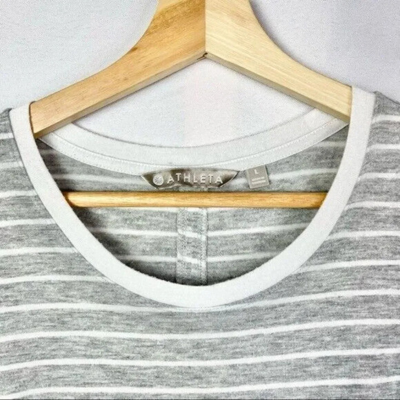 Athleta Gray Stripe Threadlight Long Sleeve T-Shirt L - Picture 4 of 5